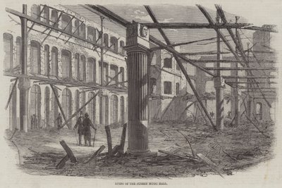 Ruinerne af Surrey Music Hall (gravering) af English School