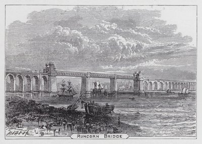 Runcorn Bridge (gravering) af English School