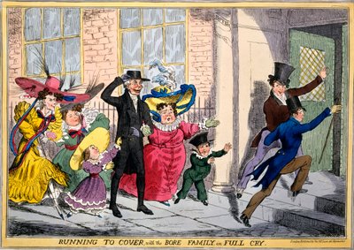 Running to cover with the Bore Family in Full Cry, ca. 1830 (håndfarvet gravering) af English School