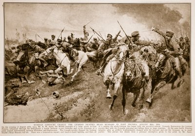 Russiske kosakker anklager de tyske dødshovedhusarer, 1914-19 af English School