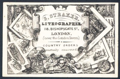 S Straker, litograf, fagkort af English School