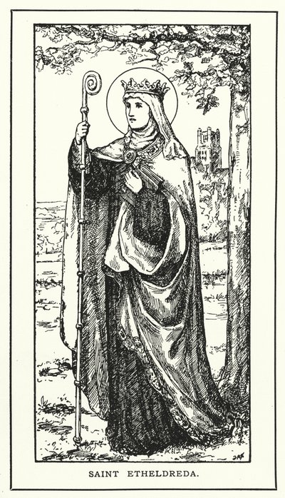 Saint Etheldreda (engraving) af English School