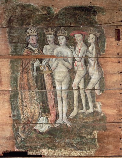 Sankt Peter modtager adelen fra Wenhaston Doom, ca. 1500-20 (malet træ) af English School