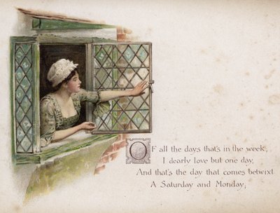Sally i vores Alley (farve litho) af English School