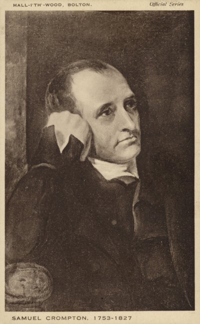 Samuel Crompton (1753-1827), engelsk opfinder af spinderokken (litho) af English School