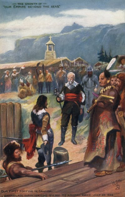 Samuel de Champlain overgiver Quebec til admiral Kirke, 20. juli 1629 af English School