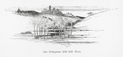 San Gimignano delle belle Torre (litografi) af English School
