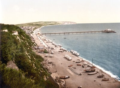Sandown Bay, Isle of Wight (håndfarvet foto) af English School
