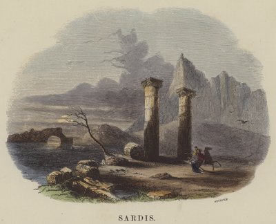 Sardis (farvet gravering) af English School