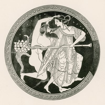 Satyr og mænade (kobberstik) af English School