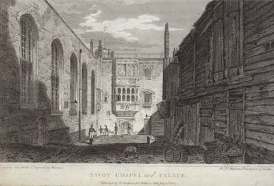 Savoy Chapel and Palace, London, 1807 af English School