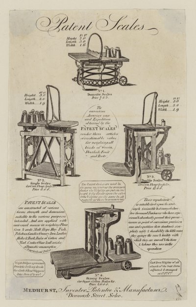 Vægtmager, Medhurst, handelskort af English School