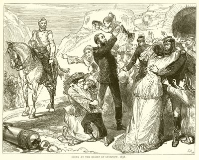 Scene ved Relief of Lucknow, 1858 af English School