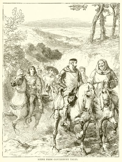Scene fra Canterbury Tales af English School