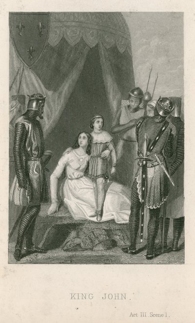Scene fra King John af William Shakespeare af English School