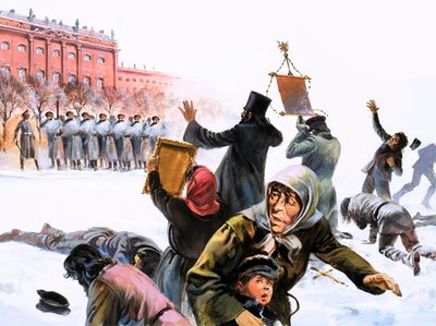 Scene fra den russiske revolution i 1905 af English School
