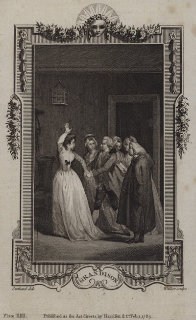 Scene fra The History of Sir Charles Grandison, af Samuel Richardson af English School