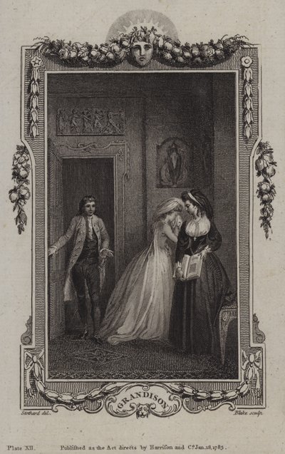 Scene fra The History of Sir Charles Grandison, af Samuel Richardson af English School