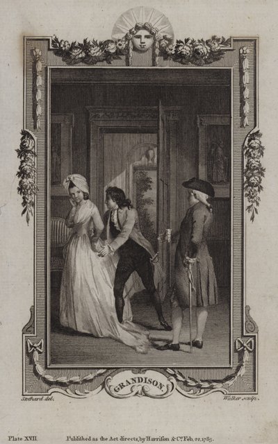 Scene fra The History of Sir Charles Grandison, af Samuel Richardson af English School