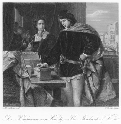 Szene aus Der Kaufmann von Venedig von English School