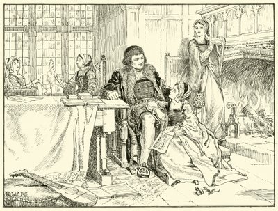 Scene i Mores Chelsea Home (blæk på papir) af English School