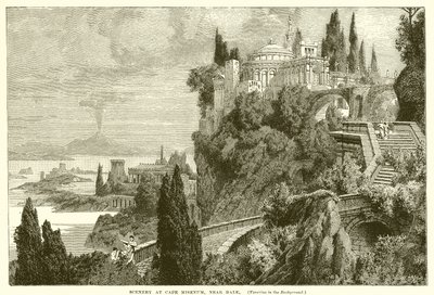 Landskab ved Cape Misenum, nær Baiae af English School