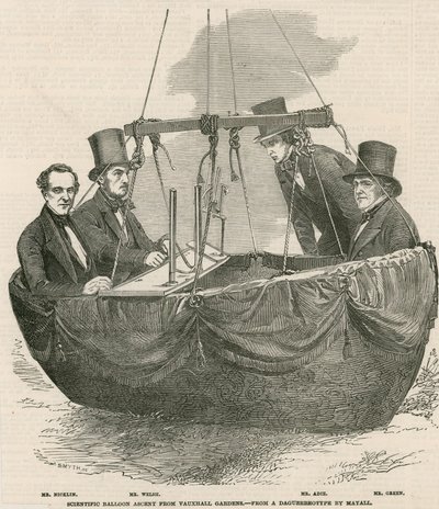 Wissenschaftlicher Ballonaufstieg aus den Vauxhall Gardens, London von English School