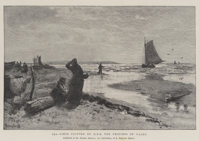 Sea-Piece malet af HRH Prinsessen af Wales (gravering) af English School