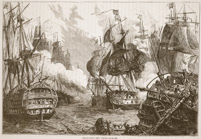 Havkamp ud for Trincomalee, illustration fra Cassells Illustrated History of India af James Grant, pub. 1879 af English School