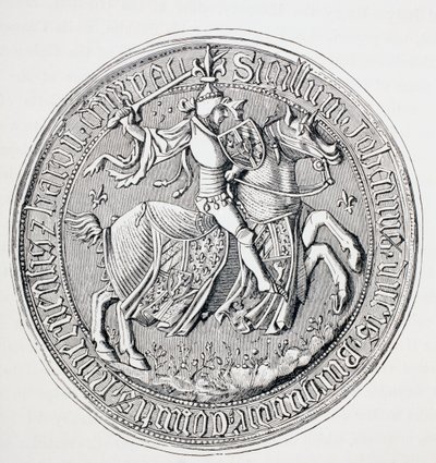 Segl af Jean II, hertug af Bourgogne, greve af Nevers og baron af Donzy, ca. 1880 af English School