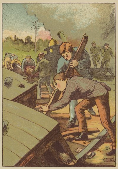 Søger efter sårede (farvet gravering) af English School