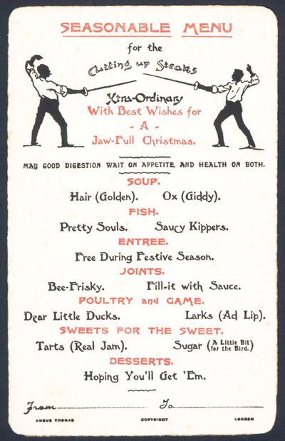 Sæsonvenlig menu, julekort af English School