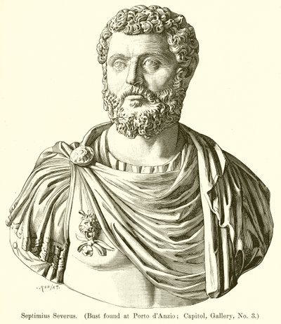 Septimius Severus. (Byste fundet ved Porto dAnzio; Capitol, Galleri, nr. 3) af English School