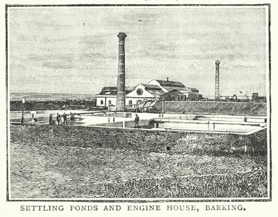 Afviklingsdamme og maskinhus, Barking (kobberstik) af English School