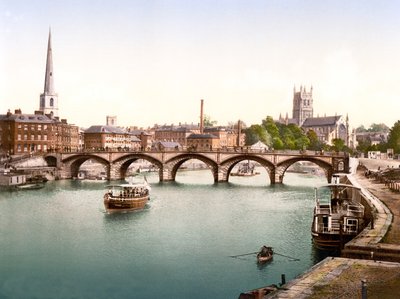 Severn Bridge, Worcester (håndfarvet foto) af English School