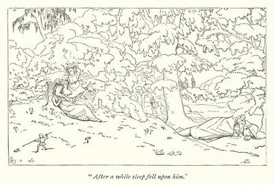 Shakespeares En skærsommernatsdrøm; Titania i søvn (gravering) af English School