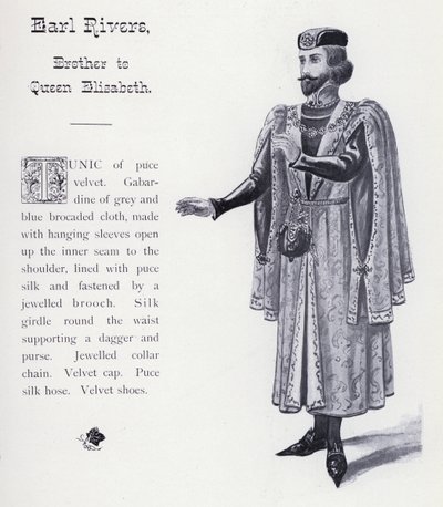 Shakespeares kong Richard III: Earl Rivers, bror til dronning Elizabeth (litho) af English School