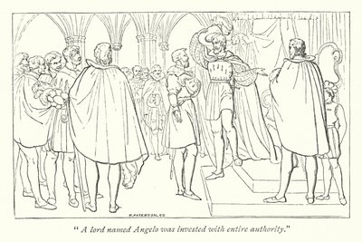 Shakespeares mål for mål; Angelo investeret med hertuglig autoritet (gravering) af English School