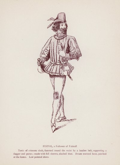 Shakespeares The Merry Wives of Windsor: Pistol, a Follower of Falstaff (litho) af English School