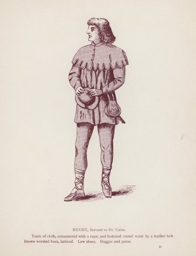 Shakespeares The Merry Wives of Windsor: Rugby, Servant to Dr Caius (litho) af English School