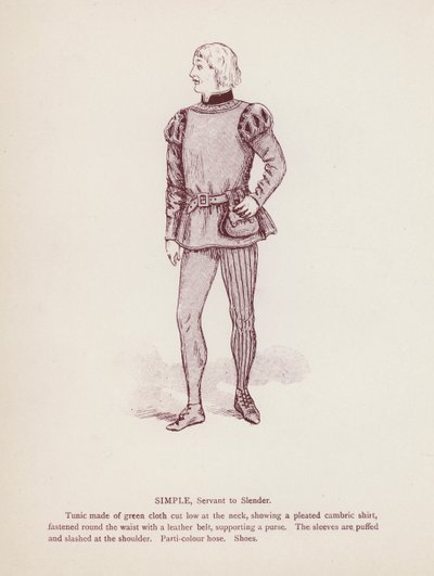 Shakespeares The Merry Wives of Windsor: Simple, Servant to Slender (litho) af English School