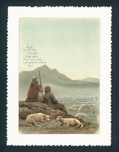 Hyrde og får, julekort af English School