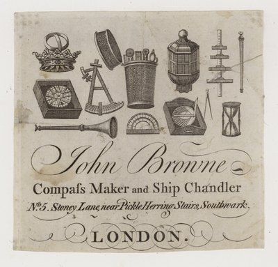 Skibshandlere, John Browne, handelskort af English School