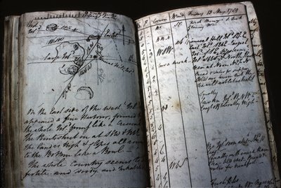 Skibslogbog tilhørende løjtnant William Bligh af English School