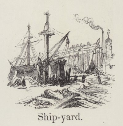 Skibsværft (gravering) af English School