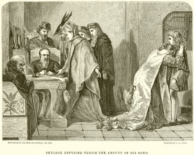 Shylock nægter tre gange beløbet af sin obligation af English School