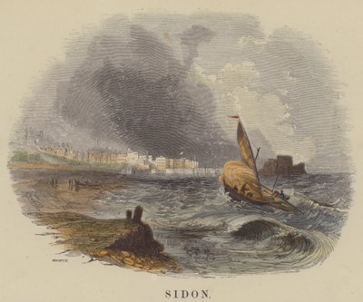 Sidon (farvet gravering) af English School