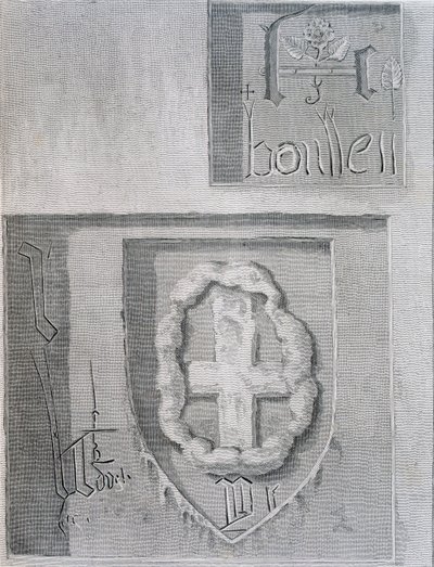 Underskrift af Anne Boleyn under hendes fængsling i Tower of London og et andet fangekors af English School