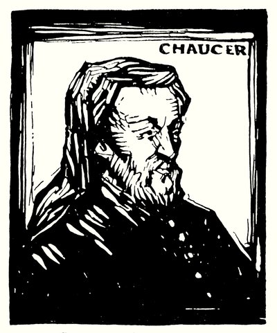 Silhuetportræt, Geoffrey Chaucer (litografi) af English School