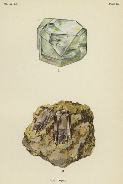 Silikater, topas (farve litho) af English School